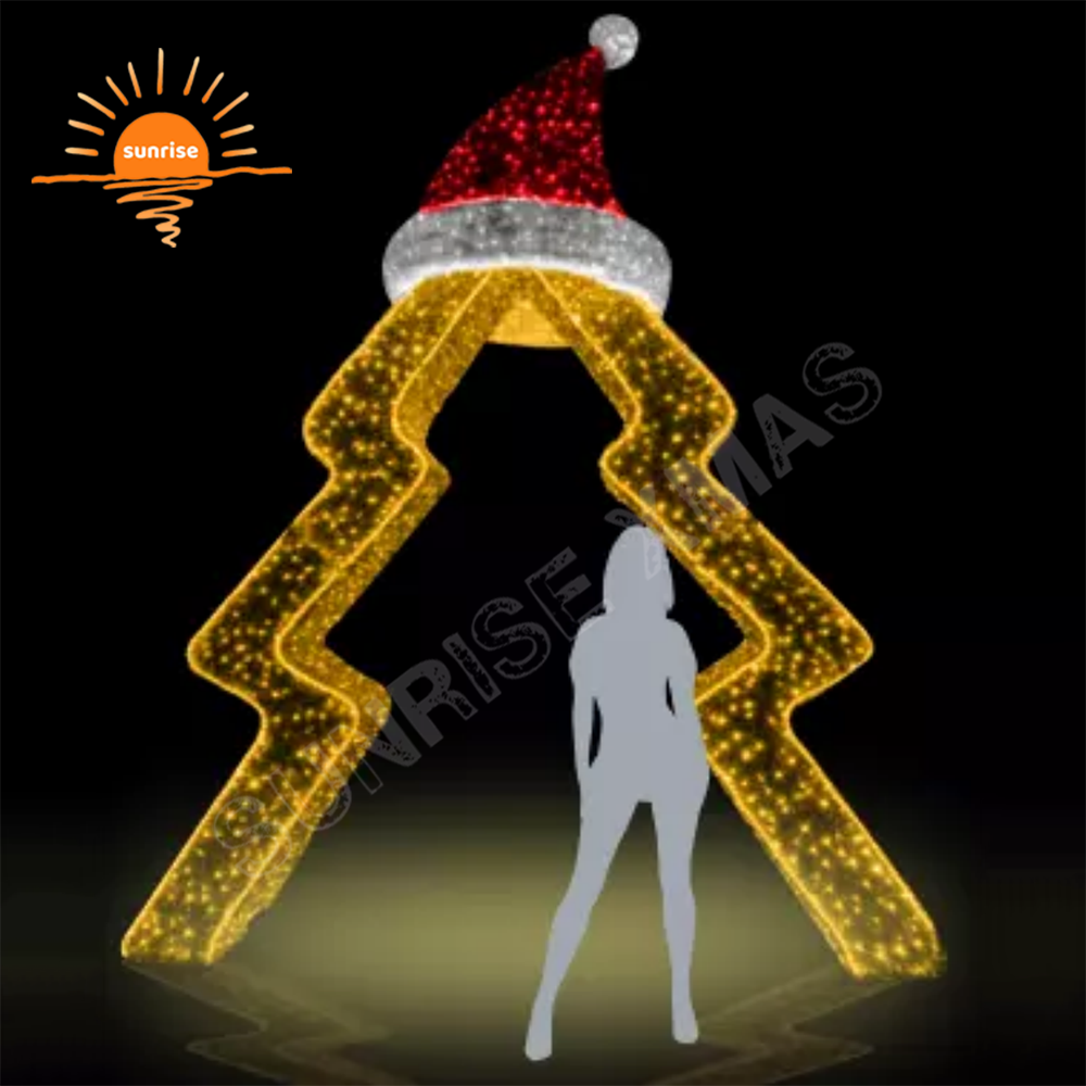 Snowflake arch light square Santa Claus decoration Customized tree luminous Christmas walk through tunnel LED motif light show