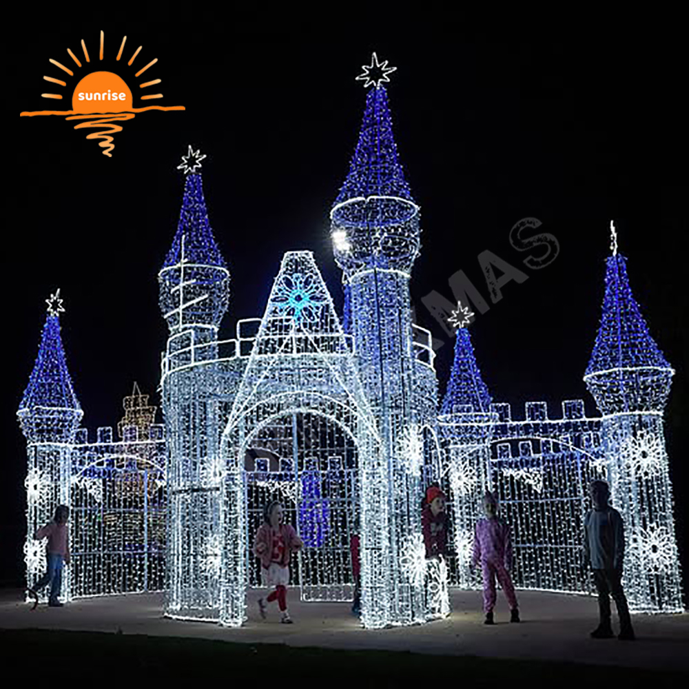 RGB Winter Large Wonderland Walk Through Castle Led Motif Light Show Christmas Outdoor Light for Fairy Tale Style Decoration