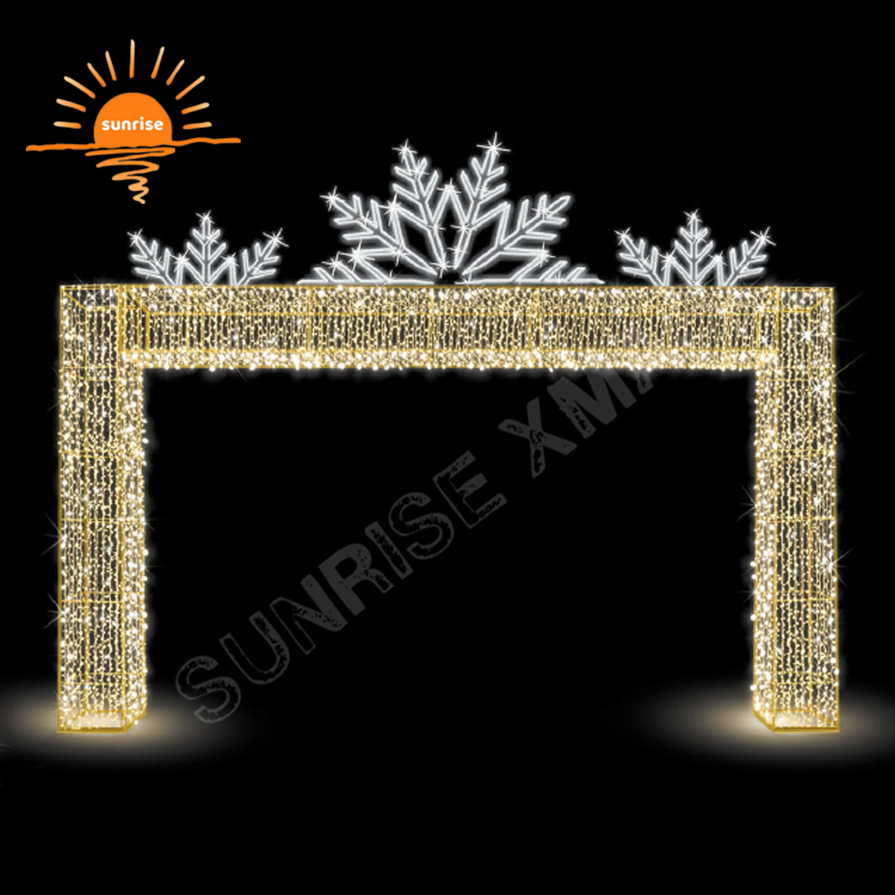 Outdoor Waterproof Custom Color Change LED Snowflake Lighting Tunnel Arch Reindeer Lighting Christmas Decoration Light Show