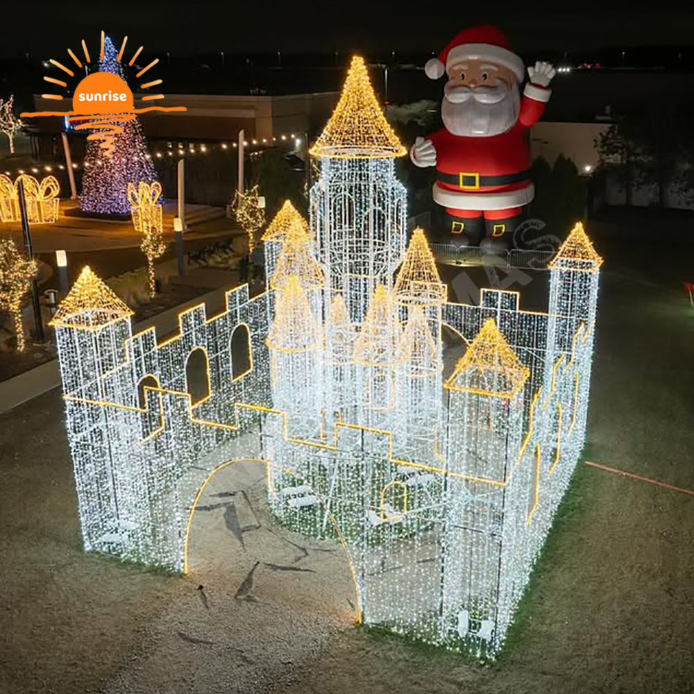 RGB Winter Large Wonderland Walk Through Castle Led Motif Light Show Christmas Outdoor Light for Fairy Tale Style Decoration