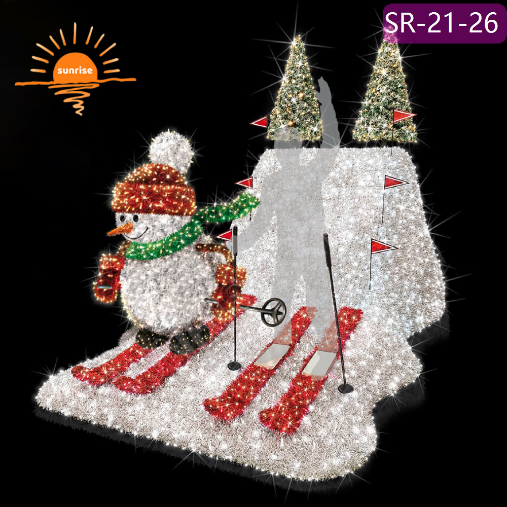 Holiday Skiing snowman decoration LED Santa Claus motif light show christmas outdoor waterproof mall Landscape lighting