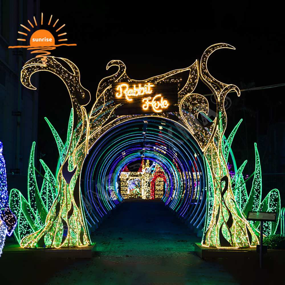 Xmas Animals and Plants Walk Through Arch Decoration Christmas 3D Flower Butterfly Motif Lights for Park Garden Photo Op