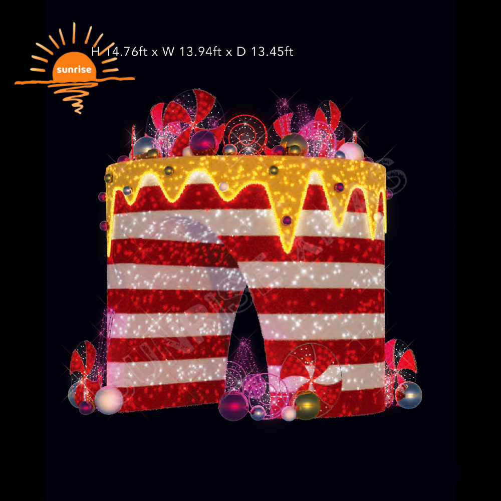 Christmas Ornament Customized Large-scale Outdoor Lighted Christmas Coffee Cup LED Lights 3d Arch Shopping Mall Lighting