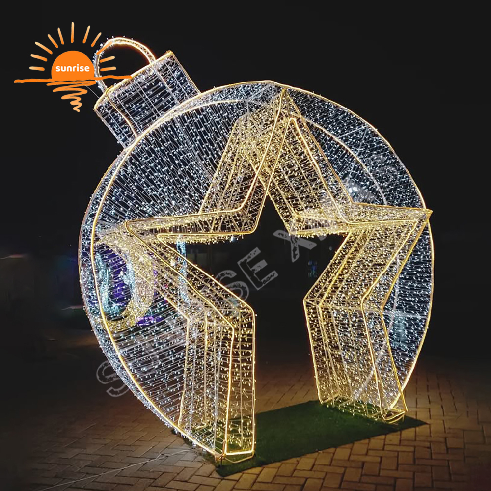 arch pattern LED light show waterproof IP65 park large Christmas bauble/ornament light 3d giant outdoor tree decorative motif