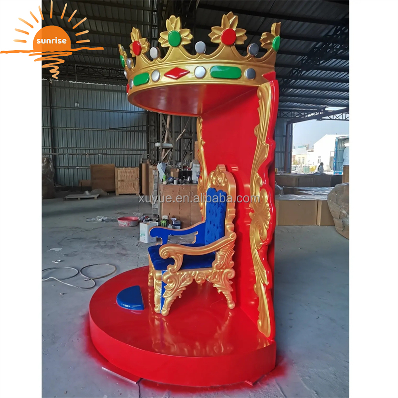 Customized Life Size Resin Sculpture Decorations Fiberglass Santa King Royal Chairs Christmas Santa Throne