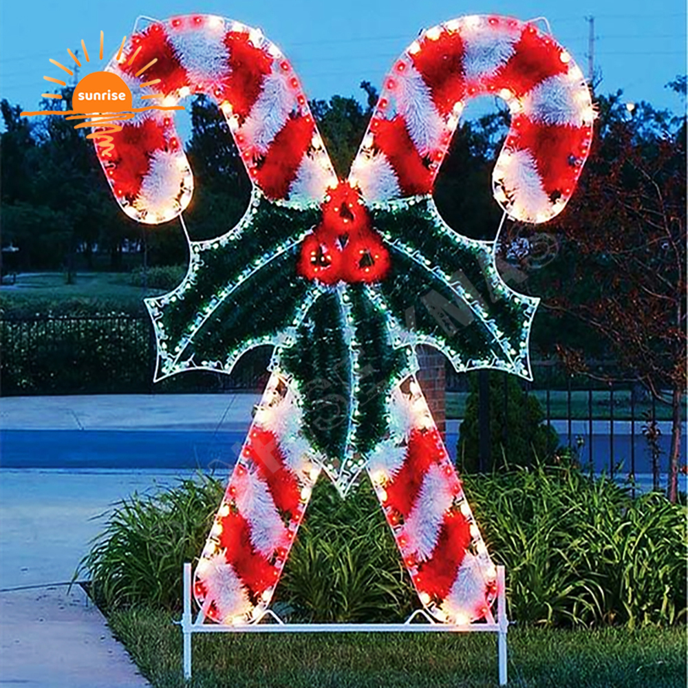 Hot Christmas led light holiday decoration red warm white candy cane stick wands lights Outdoor waterproof light show in stock