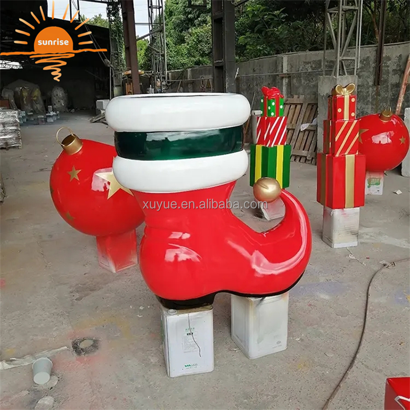 Christmas Fibreglass Large Santa Boot/fibreglass Boot for Shopping Mall Decoration