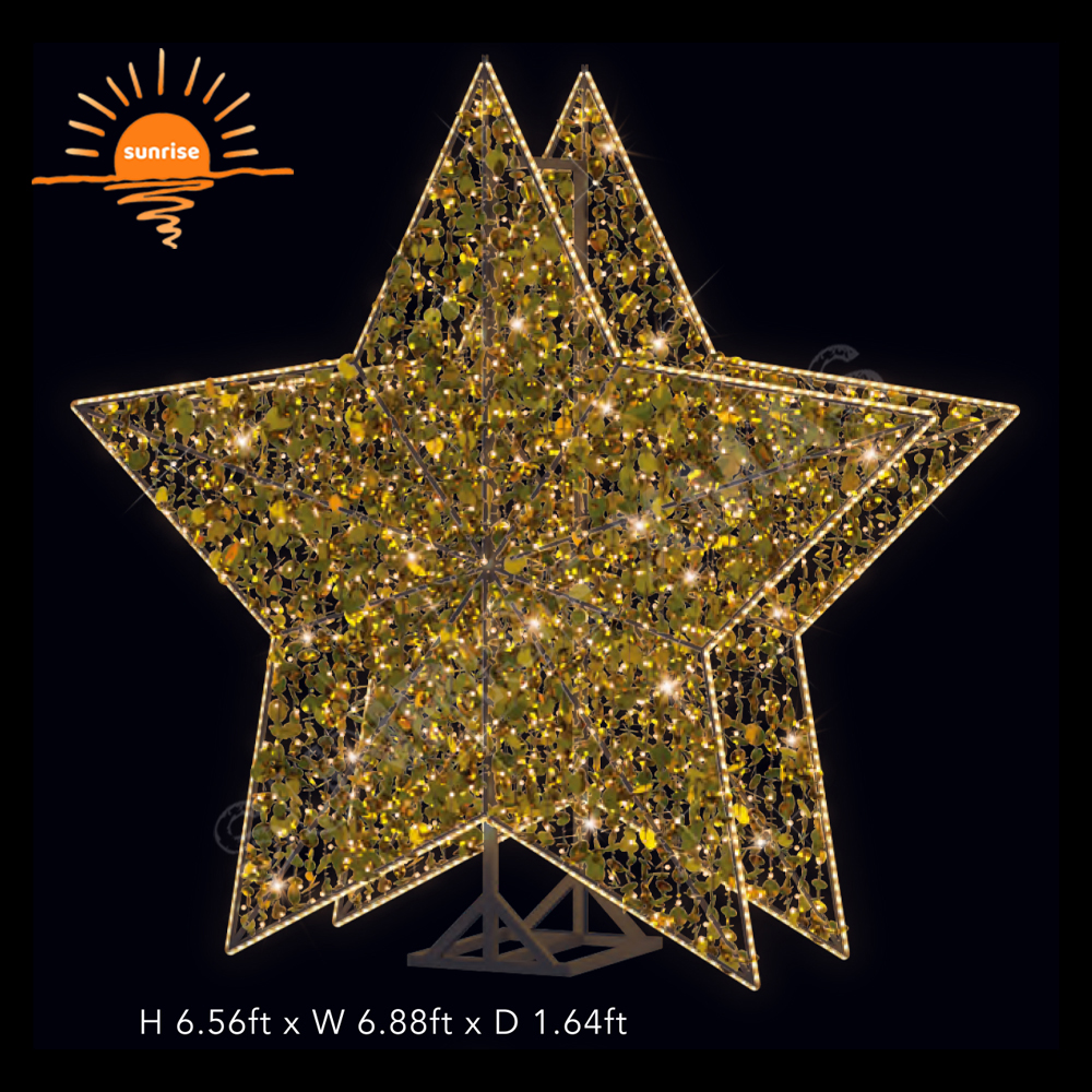 High Quality 3d Led Outdoor Christmas Ornament Standing Star for Yard Decoration Commercial Christmas Motif Light Decorations