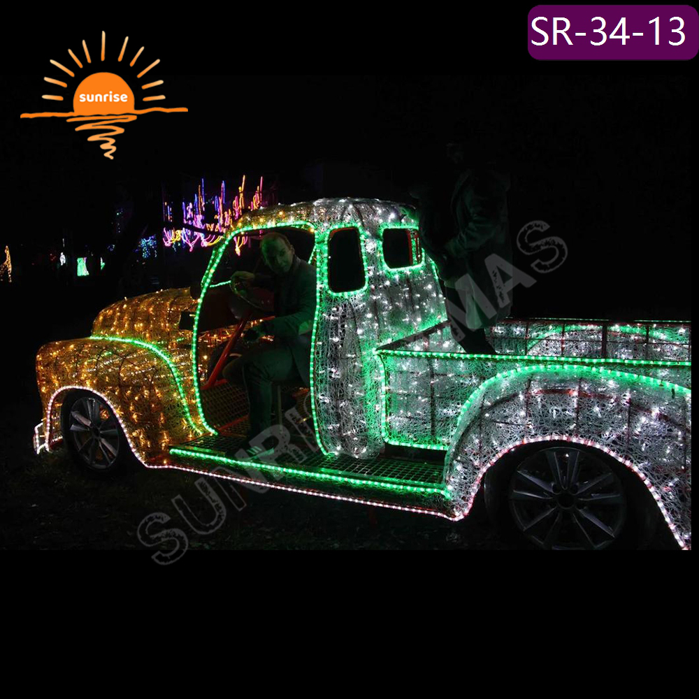 3D Large Led Vehicle Light RGB pixel lights Christmas Outdoor Photo Op Decoration LED Bus Sports Car Motif for Garden