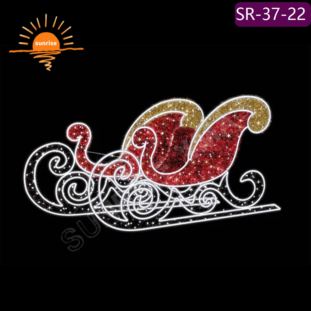 High-quality Christmas Vehicle Lighted show for Holiday Yard Decorations IP65 White Large Outdoor LED Sleigh LED party Light Up