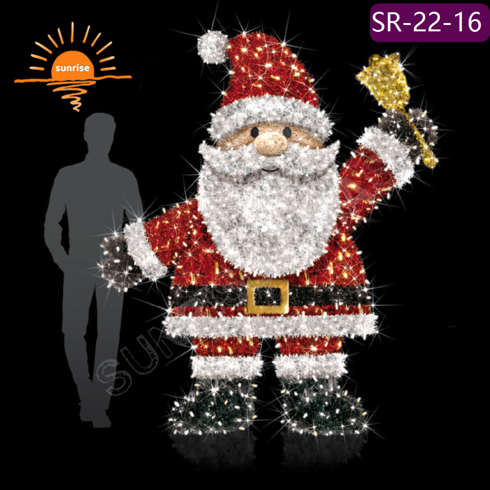Classic outdoor lighted christmas Santa Claus mall park decoration props 3D motif light for Festive Displays