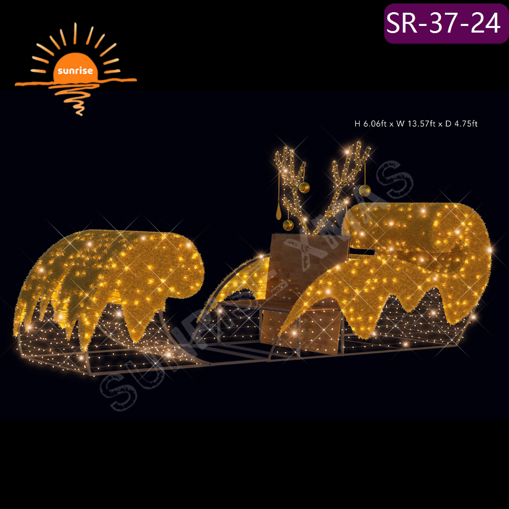 High-quality Christmas Vehicle Lighted show for Holiday Yard Decorations IP65 White Large Outdoor LED Sleigh LED party Light Up