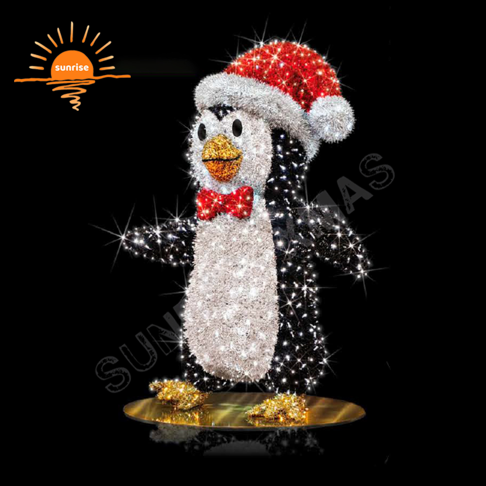 3D Led Large Bear Large Animal Sculpture Snowmen Lights Decor for Christmas Outdoor Giant Penguin Christmas Cow Decoration