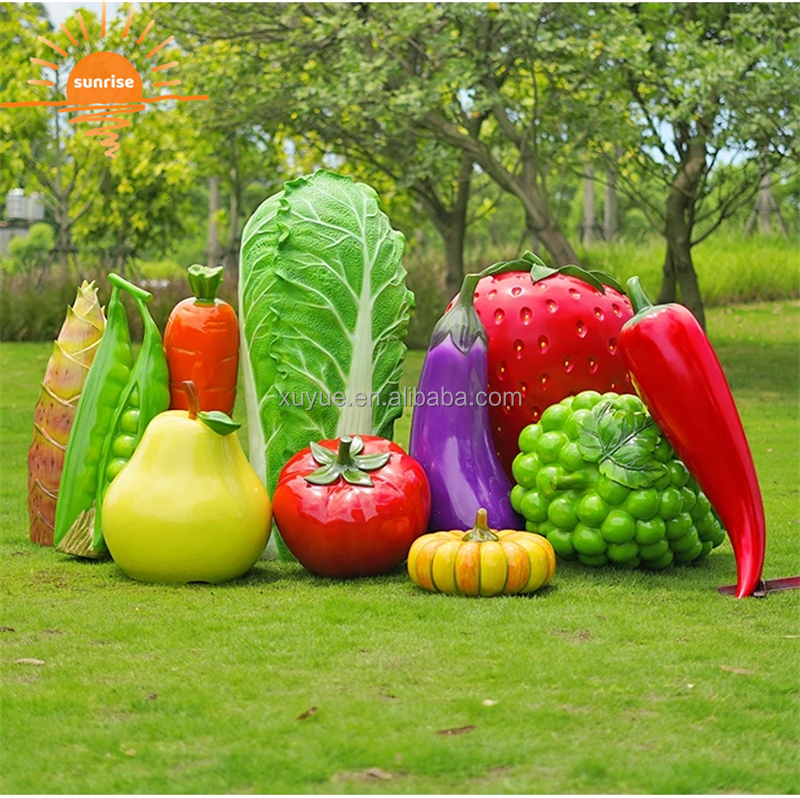 Artificial Vegetables Fruit Pumpkin Watermelon Strawberry Pineapple Sculpture Resin Outdoor Mall Fiberglass Decoration
