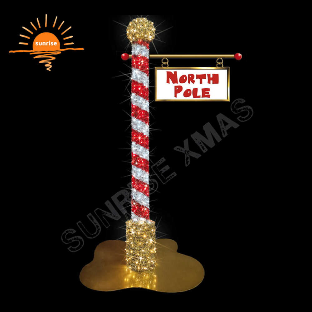 New Fashion Outdoor Waterproof Park Led Santa Claus Decorative Christmas Illuminated Large 3D North Pole Sigh Motif Light