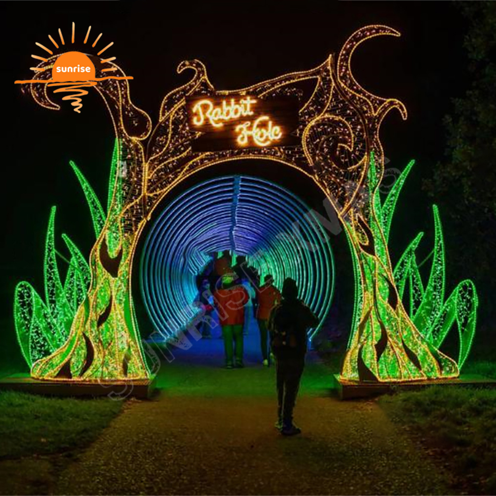 Xmas Animals and Plants Walk Through Arch Decoration Christmas 3D Flower Butterfly Motif Lights for Park Garden Photo Op