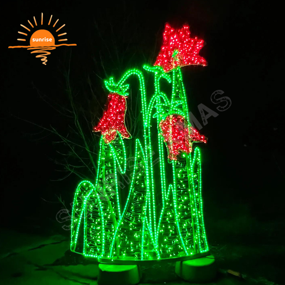 Christmas 3D Flowers Motif Lights Outdoor Landscape LED Swivel Seat and Mushrooms Light Show Decoration Holiday for Garden