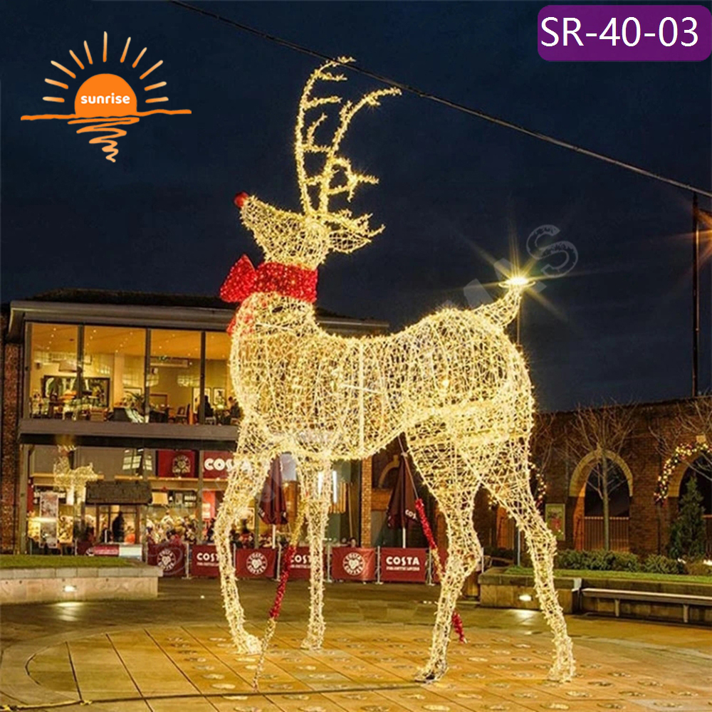 High Quality 3d Christmas Standing Reindeer Deer Light for Yard Decoration large LED outdoor motif light show