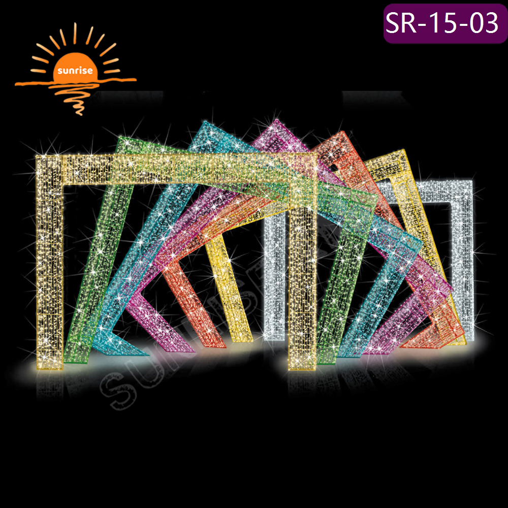 3D Holiday square street Decoration Outdoor Flashing led gift motif arch light the Color-changing RGB Christmas Landscape light