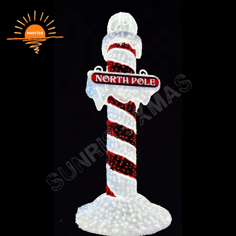 New Fashion Outdoor Waterproof Park Led Santa Claus Decorative Christmas Illuminated Large 3D North Pole Sigh Motif Light