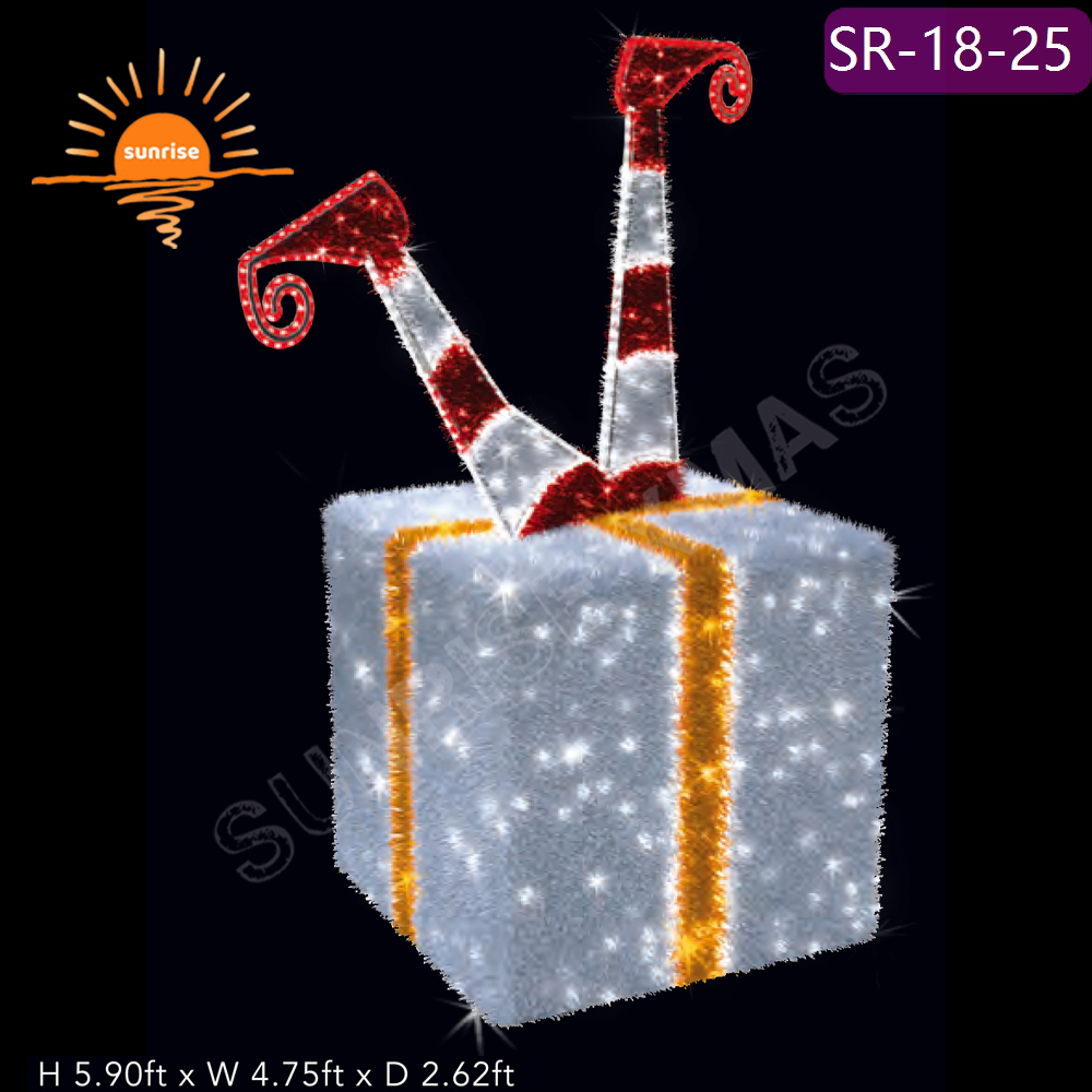 3m 5m Outdoor LED  Lighted Walk Through Large Gift Box Presents pop up santa Shopping Mall Christmas elf Decorations