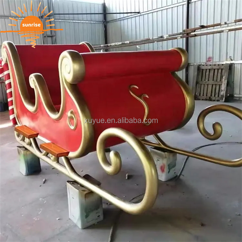 Fiberglass Christmas Decoration Large Christmas Santa Sleigh Jumbo Sled for Shopping Mall
