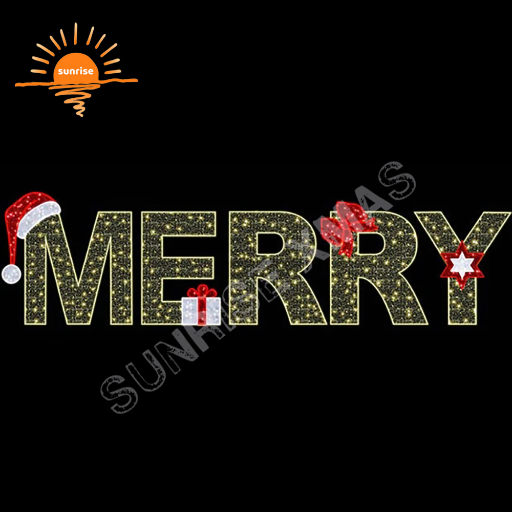 Outdoor IP65 Custom Christmas Letters Ornament for Shopping Xmas Park Decorations Giant Commercial LED Waterproof Motif Lighted