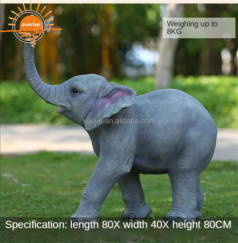 Fiberglass Resin Outdoor Life Size Animal Elephant Sculpture Garden Ornaments Outdoor Mall Fiberglass Decoration