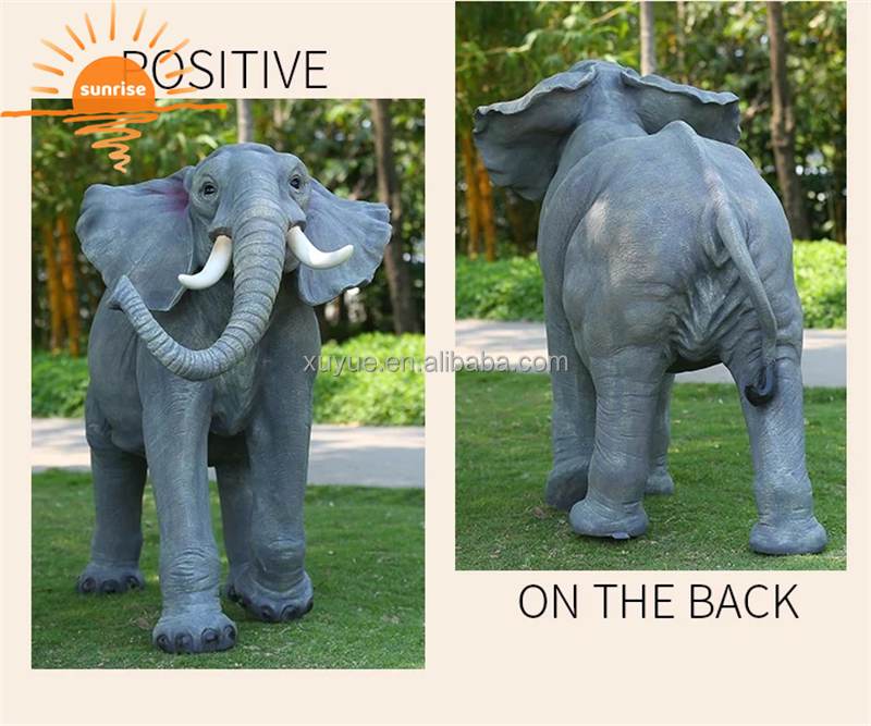 Fiberglass Resin Outdoor Life Size Animal Elephant Sculpture Garden Ornaments Outdoor Mall Fiberglass Decoration