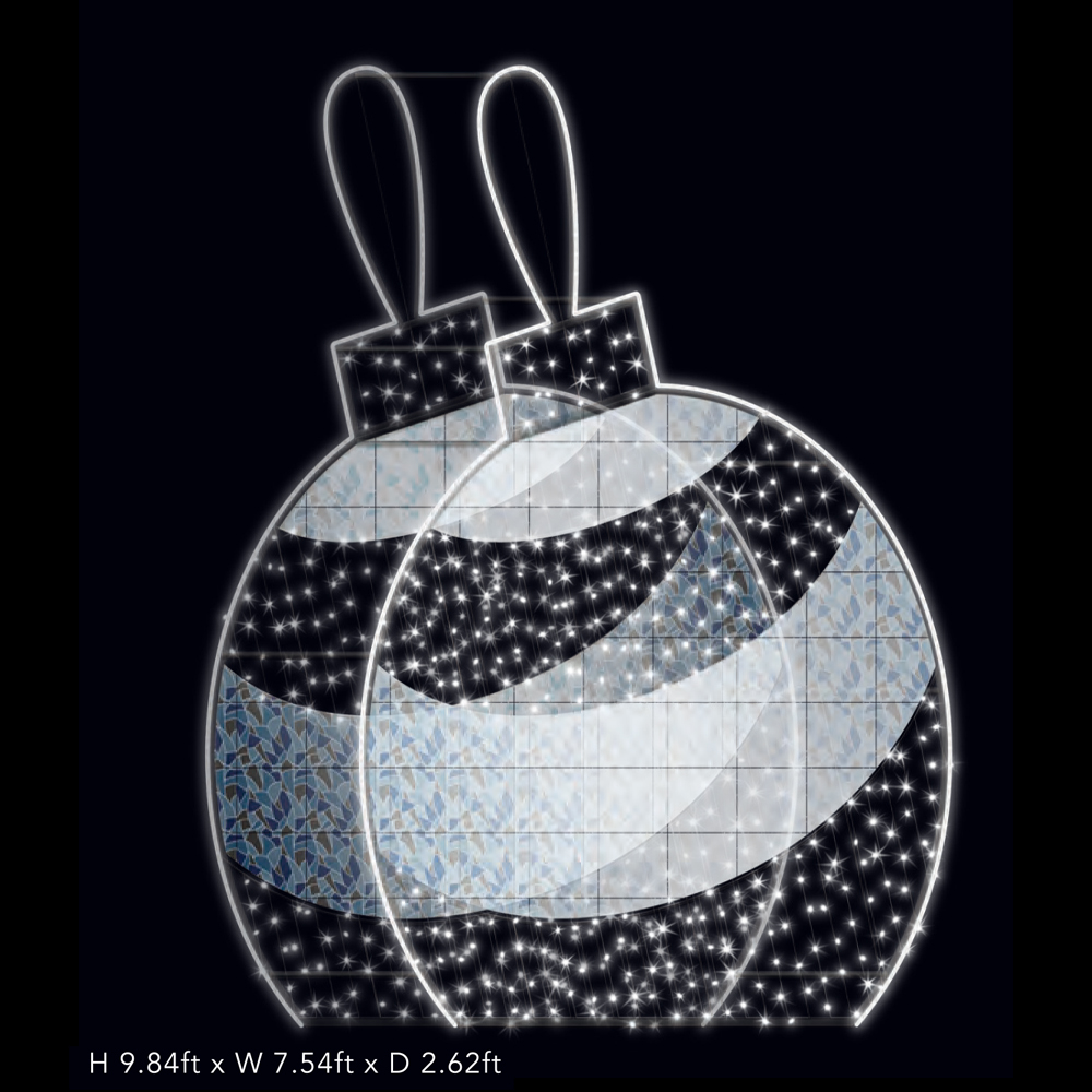 Xmas Bauble Motif Light High Quality 2d Large Outdoor Commercial Led Lighted Christmas Ornament for Outdoor Christmas Decoration