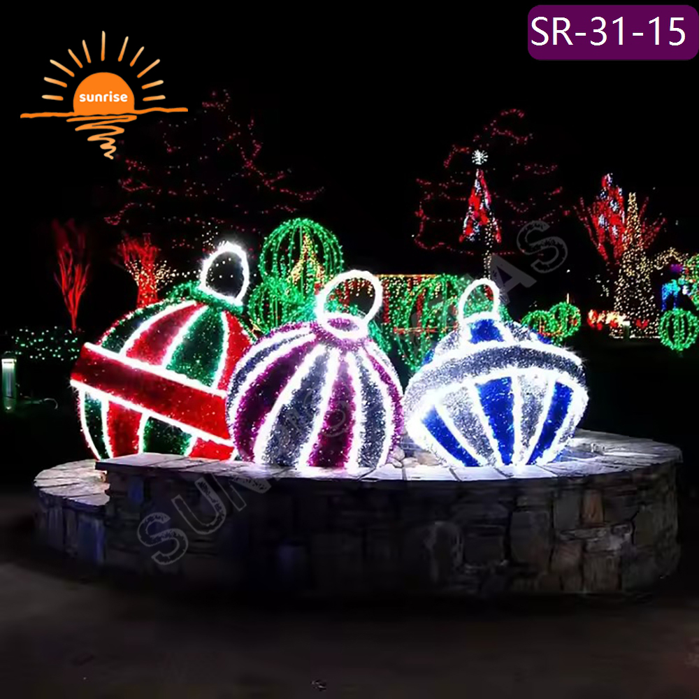 New outdoor Xmas bauble/ornament 3D emitting diode theme light show in stock Christmas ball shape waterproof motif decoration
