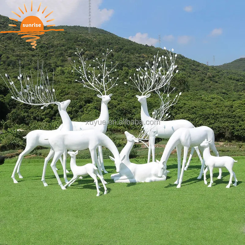 Fiberglass Resin Life Size Animal Rhino Sculpture Garden Ornaments Outdoor Mall Fiberglass Decoration