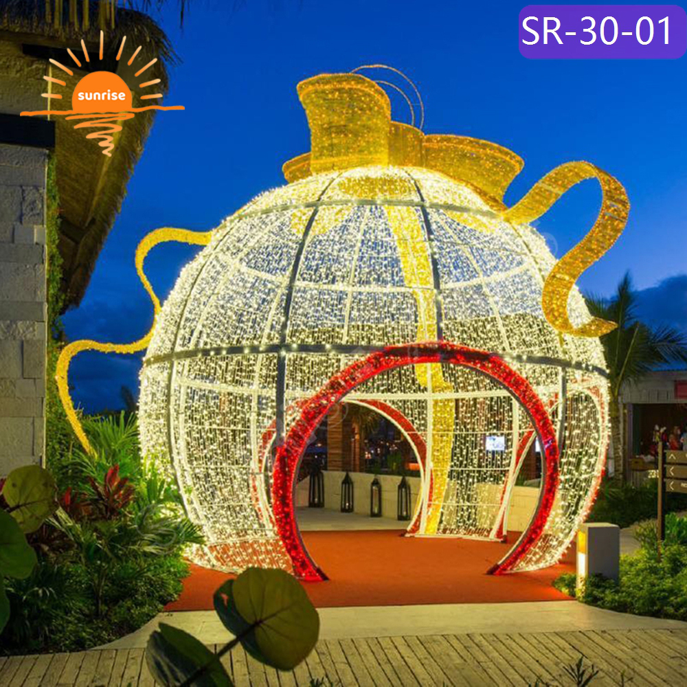 Large Christmas Ball Chair Light High quality Waterproof Theme Park Giant Walk Through Bauble/ornament Light Arch Decoration