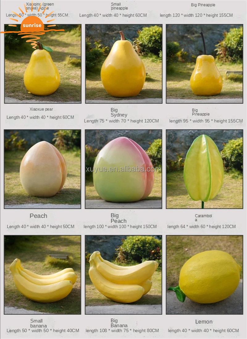 2022 New  Fiberglass Resin Vegetable Fruit Pumpkin Watermelon Strawberry Pineapple Sculpture Outdoor Mall Fiberglass Decoration