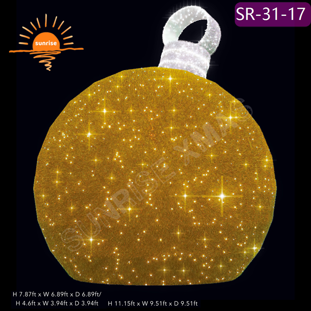 Large IP65 Christmas Ball motif 3d Giant Outdoor Decorative Festive Displays Waterproof IP65 bauble/ornament Theme light Park