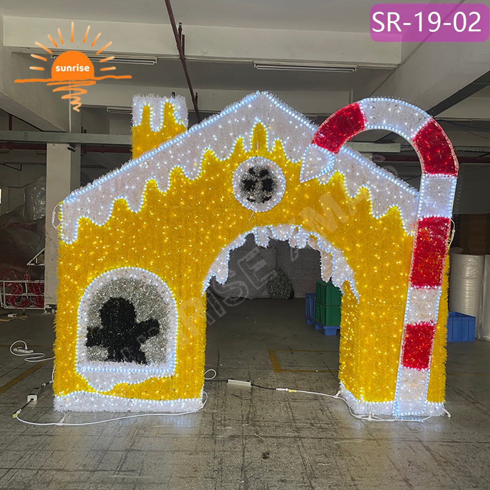3D Large Outdoor waterproof Commercial Candy sweets House Giant LED motif Light Christmas Gingerbread House for park Decoration