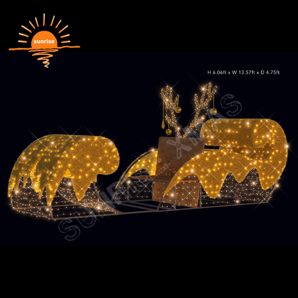 Commercial Huge LED Lighted Customizable Christmas Sled Motif Lights Christmas Large Outdoor Decorations for Festive Displays