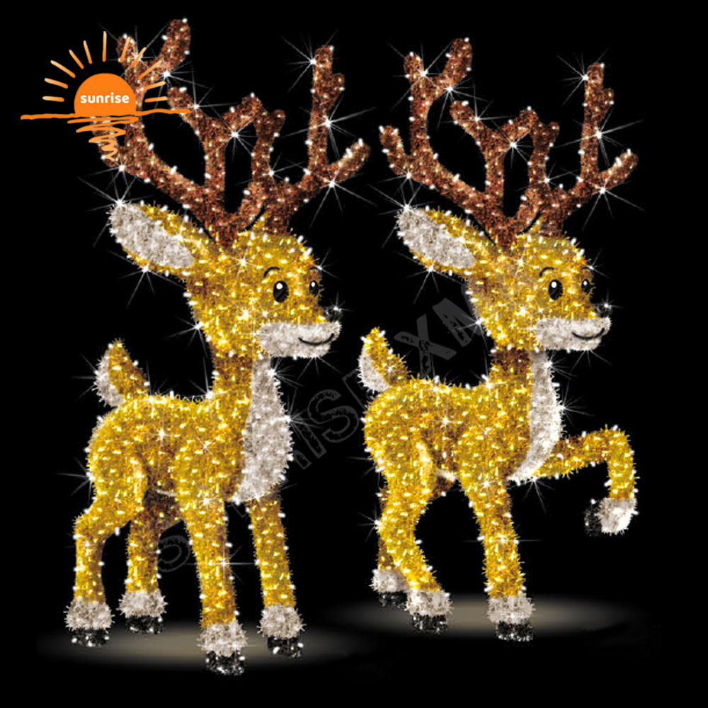 Outdoor Waterproof Christmas Decoration Supplies Large Led Reindeer Chair Xmas Santa