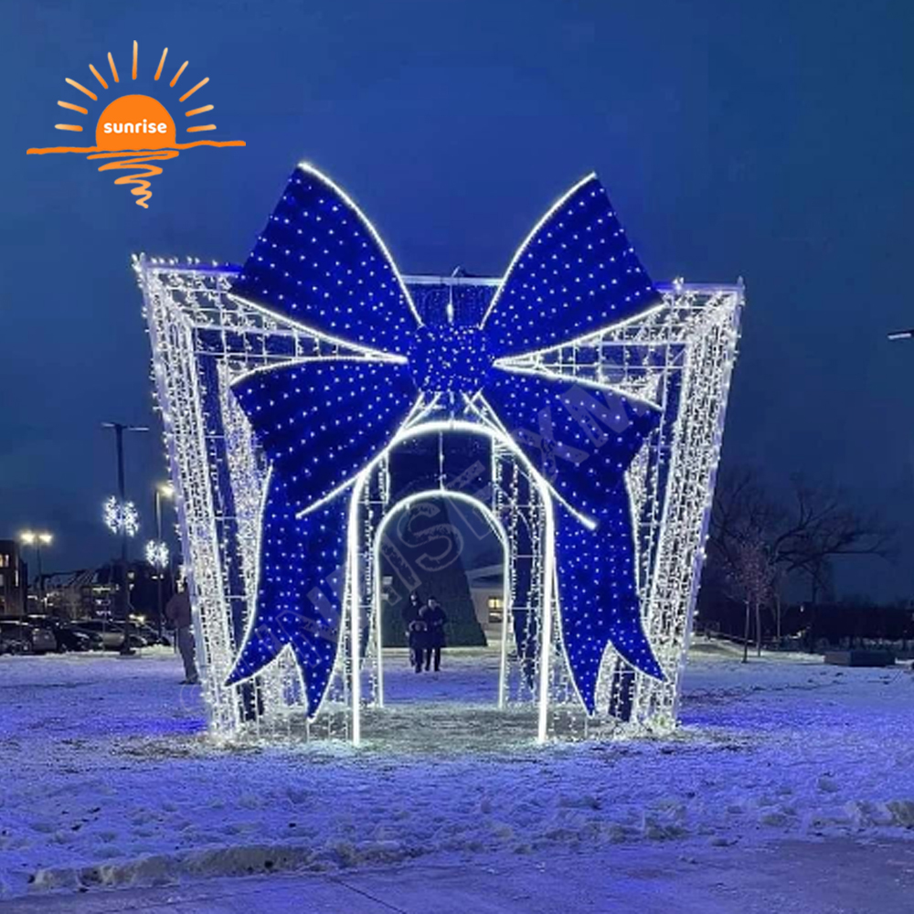 Christmas Decoration Supplies Outdoor Waterproof Large Christmas Gift Box Decorations for Mall Giant Bauble/ornament Motif Light