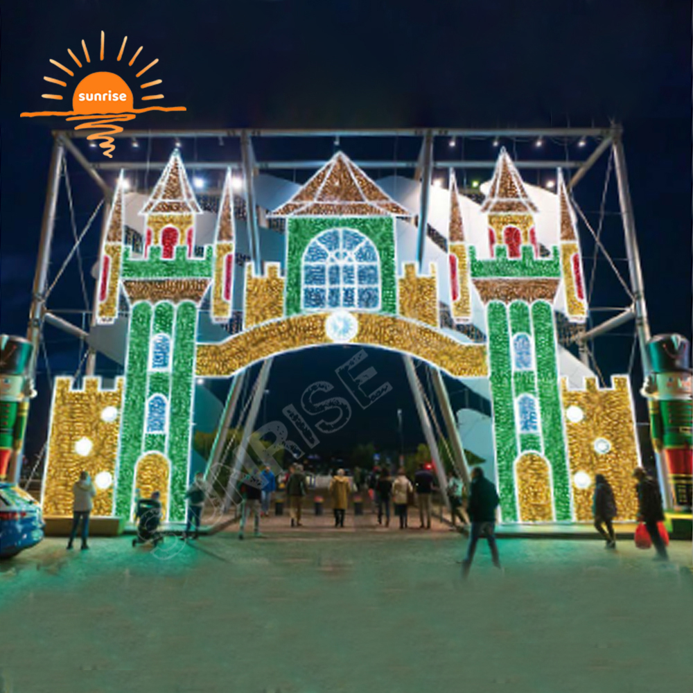 Outdoor 3D LED Christmas Light Fairy Tale Style Wonderland Walk Through Castle Displays for Party Event Ornament Light Show