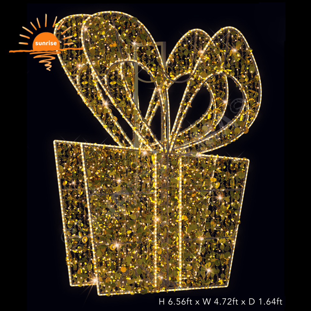 2D/3D Christmas Decorations Outdoor Light Led Lighted Large Gift Box Presents Shopping Mall Christmas Motif Light Decorations