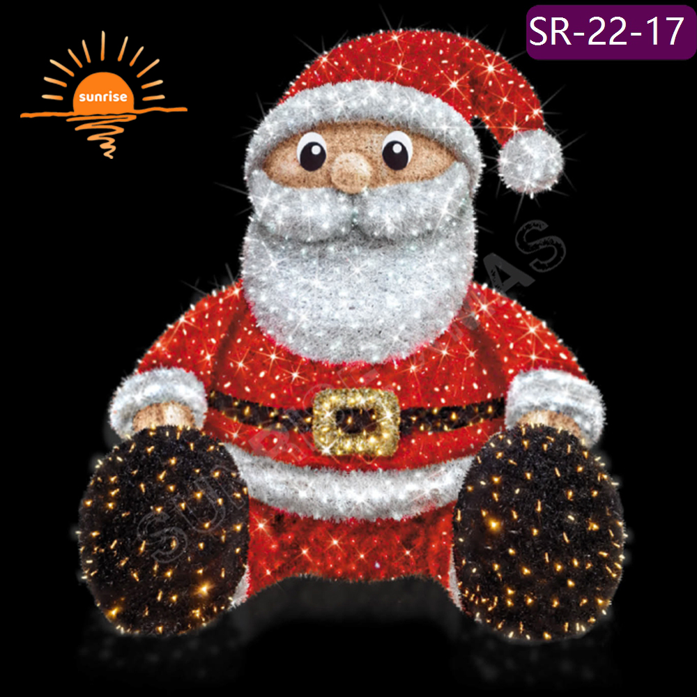 Classic outdoor lighted christmas Santa Claus mall park decoration props 3D motif light for Festive Displays