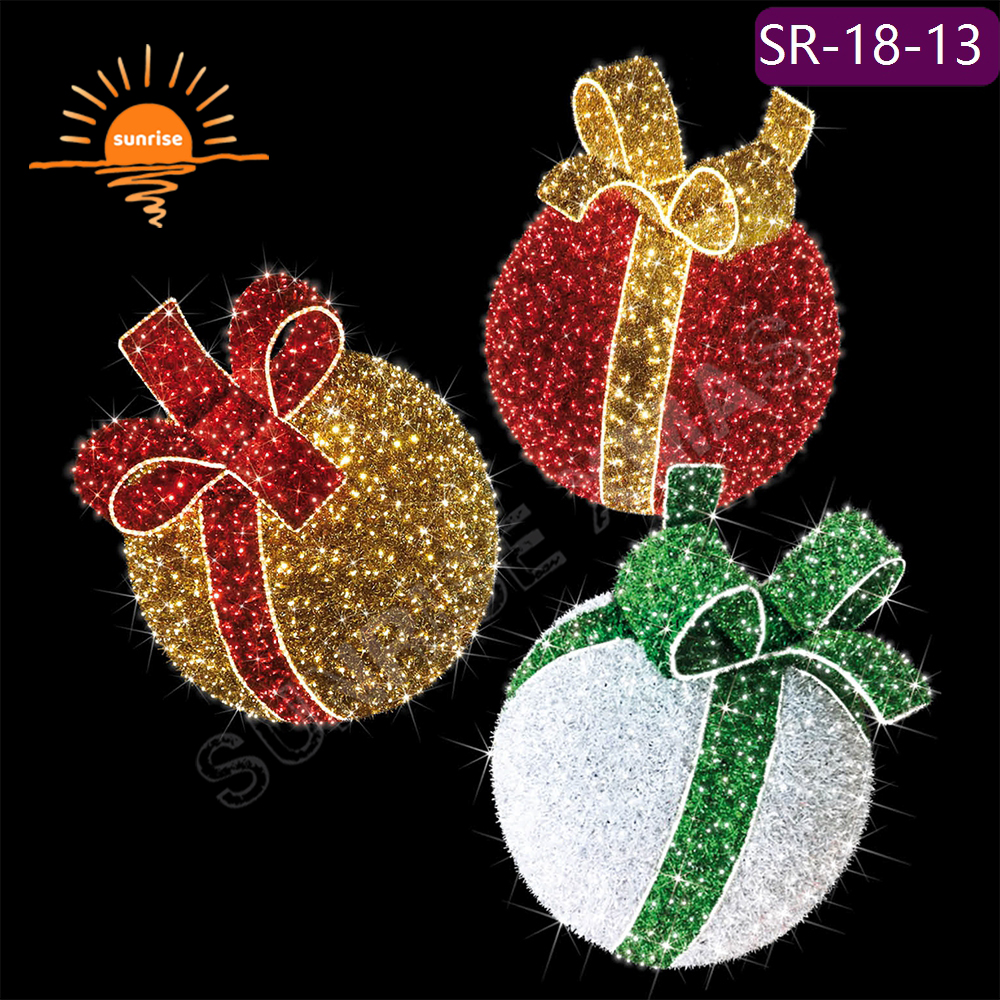 Downtown Christmas gift box decoration for presents LED Light Emitting Diode IP65 motif ornament for park mall in stock