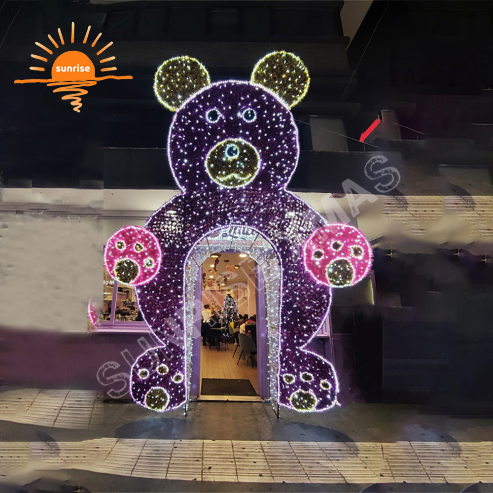 High-quality waterproof Animals theme park large Christmas Polar bear light show 3d giant outdoor arch pattern decorative light