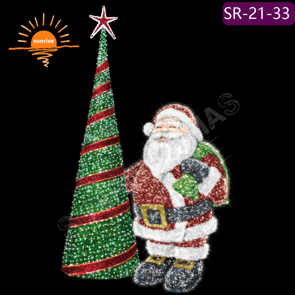 High-quality Commercial Shopping Malls Outdoor Christmas Decoration LED motif Lights New Year Santa Claus Theme Lights