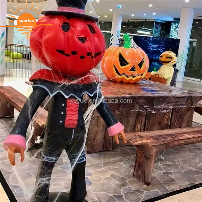 Fiberglass Halloween Sculpture Pumpkin Glowing Sculpture Holiday Crafts Customization