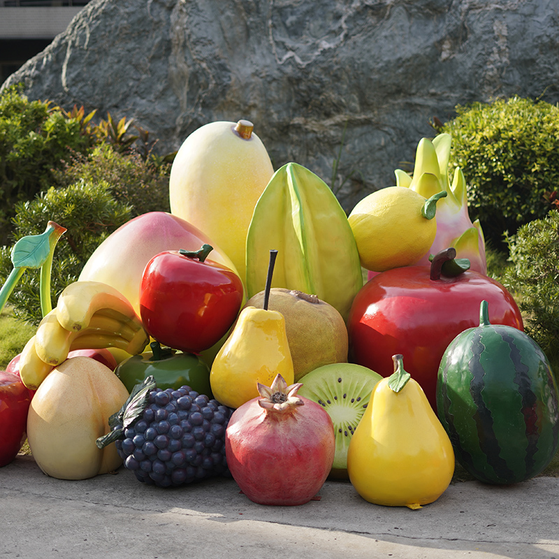 Resin Artificial Vegetables Fruit Pumpkin Watermelon Strawberry Pineapple Sculpture Outdoor Mall Fiberglass Decoration
