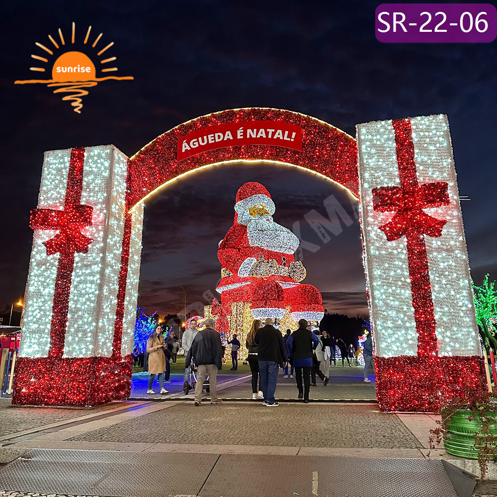 Giant christmas decoration supplies Best Holiday Santa Claus Light Displays led 3D street motif light show