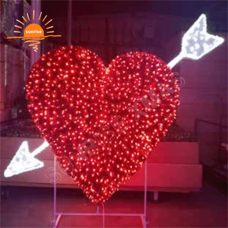 Winter outdoor brilliant street light led Gemstone motif light show Christmas love walk through arch valentines theme decoration