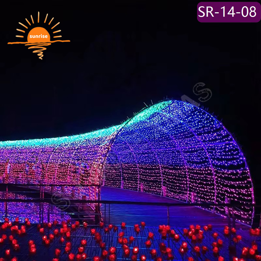 IP65 Outdoor Programmable RGB Color Change LED Lighting walk through Tunnel Arch Lighting Christmas Decoration Light Show